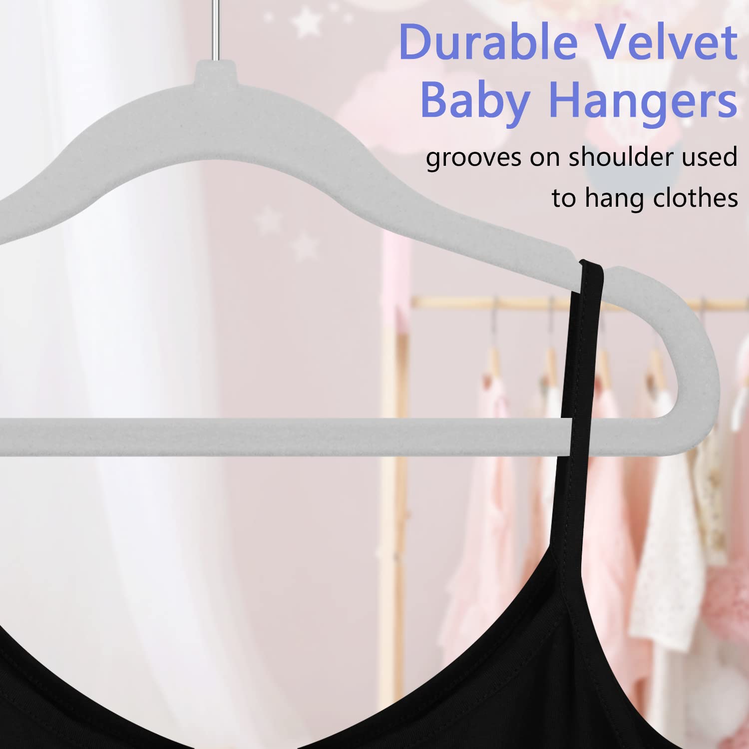 Goodtou Kids Hangers Velvet 50 Pack Baby Hangers For Closet Non Slip Childrens Infant Hangers Grey